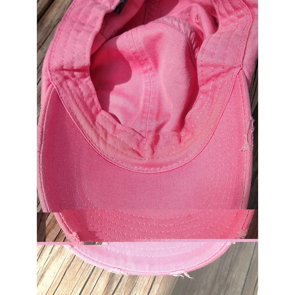 Knuckles Up Side X Side Pink Distressed Hat. Adjustable Baseball SxS Ball Cap